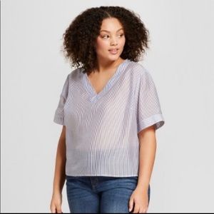 Striped V Neck Blouse